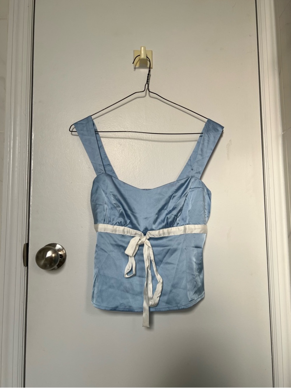 CIDER blue satin top